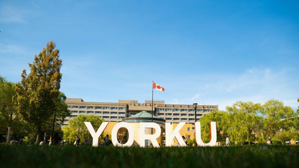 York University Campus with blue sky on top